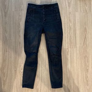 J brand Natasha High Rise Skinny 25 charcoal with black buttons